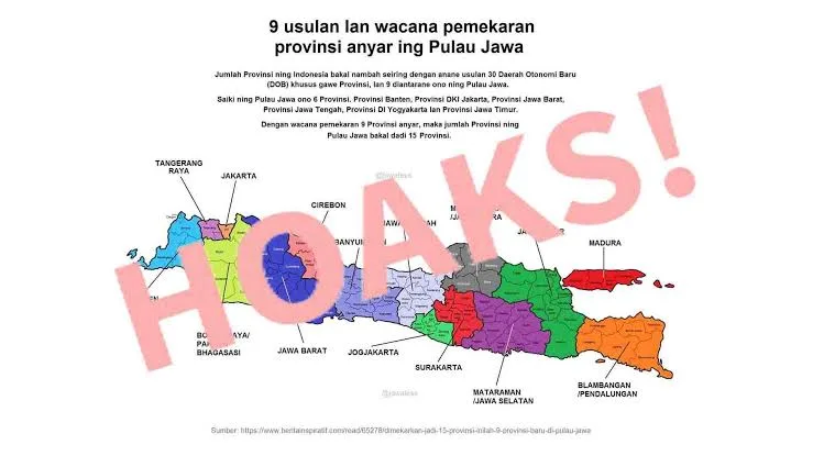 Kominfo Pernah Klarifikasi Hoax Terkait Rencana Pemekaran Sembilan Provinsi di Pulau Jawa